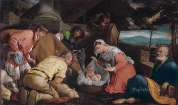  Pastores Pintura - La Adoración de los Pastores Jacopo Bassano dal Ponte Cristiano Católico